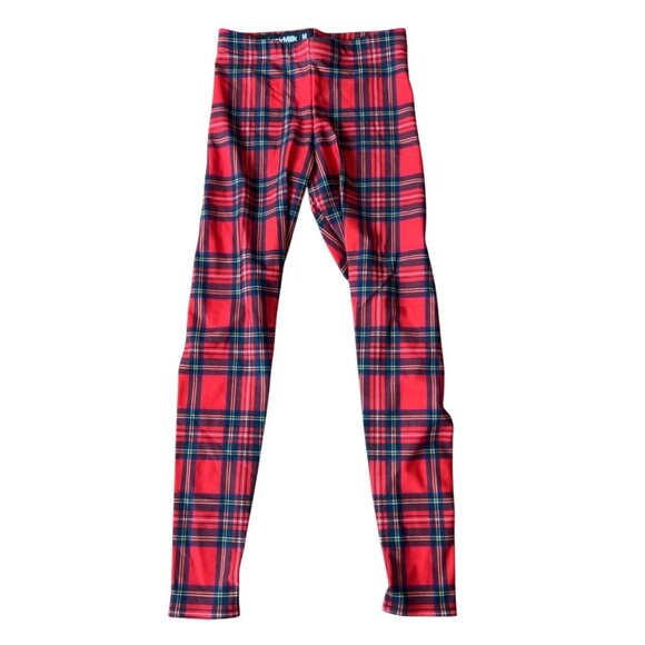 Blackmilk Pants - Black Milk Red Tartan Leggings Size Medium